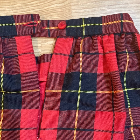 Lands End vintage Womens wool plaid midi skirt red and black with pockets size 8 - Picture 4 of 5